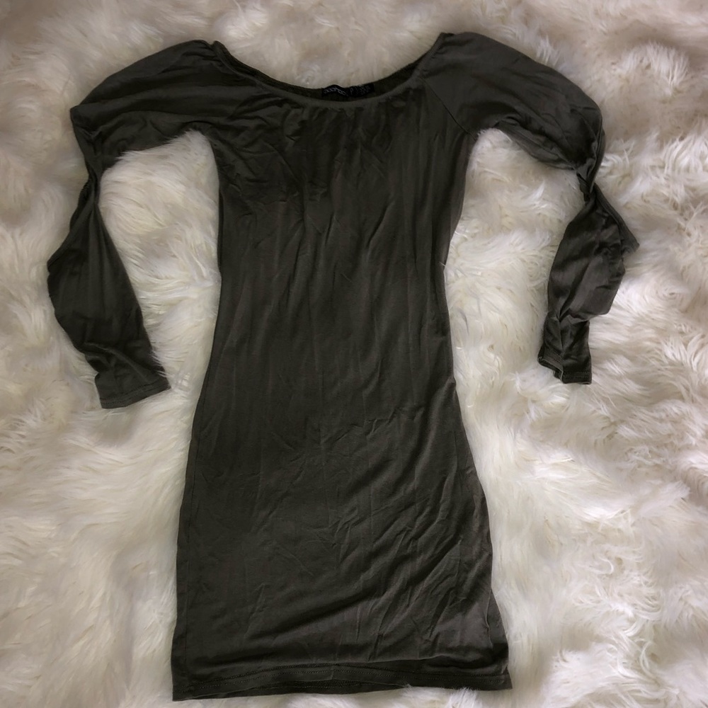Green mini dress off shoulder